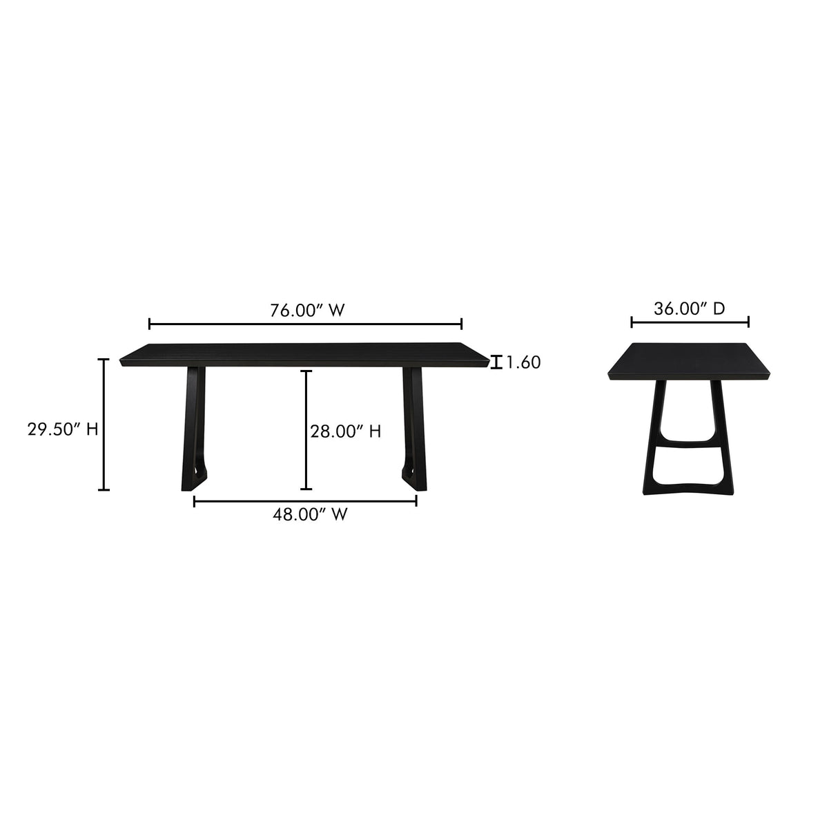 Silas Black Ash Dining Table by Moe's Home at Eve Furniture
