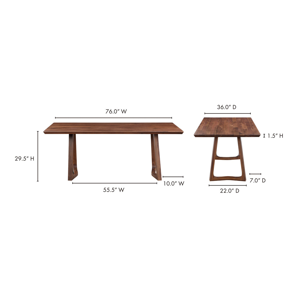 Silas Walnut Brown Dining Table by Moe's Home at Eve Furniture