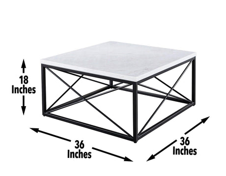 Skyler White Marble Cocktail Table by Steve Silver at Eve Furniture