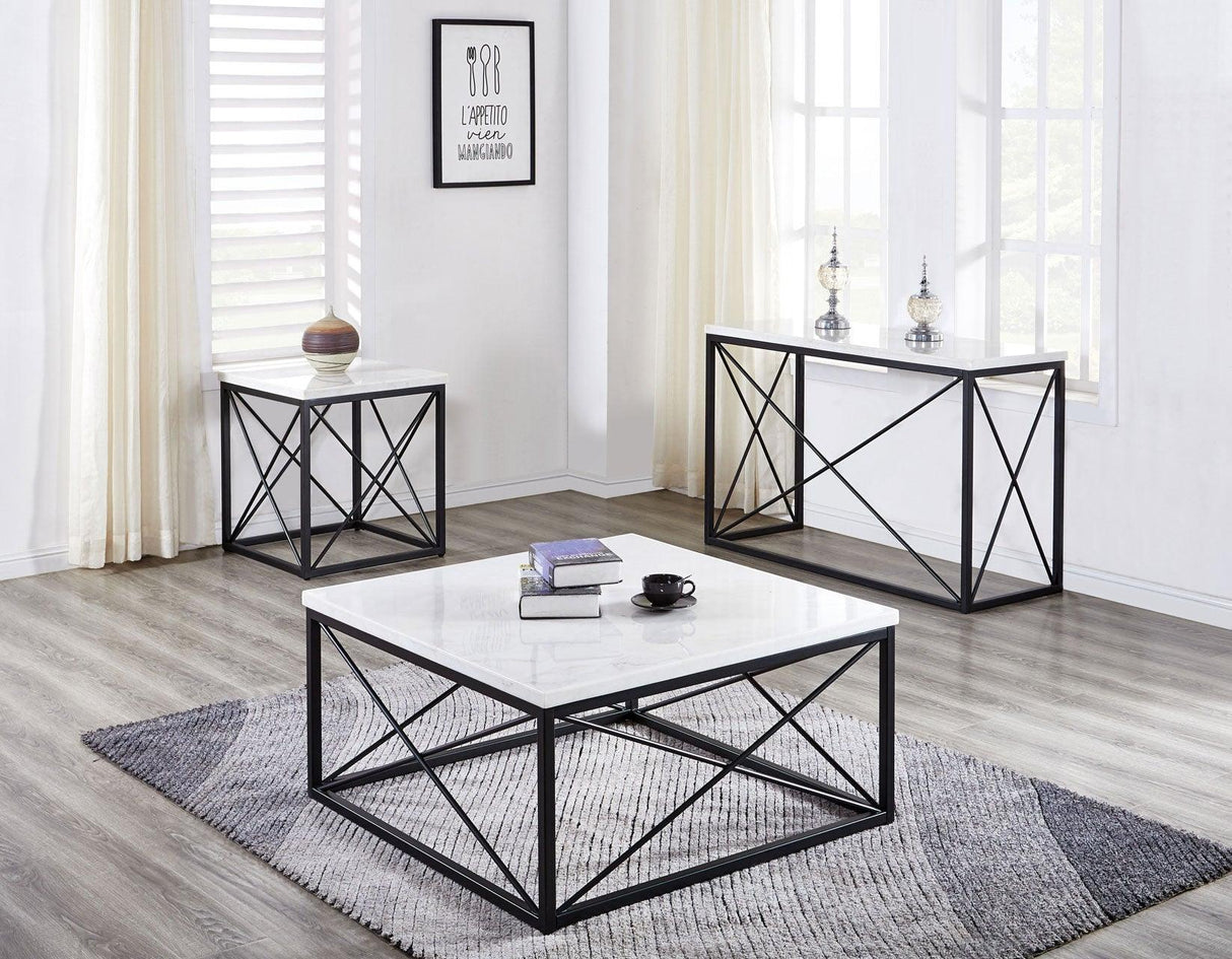 Skyler White Marble End Table by Steve Silver at Eve Furniture