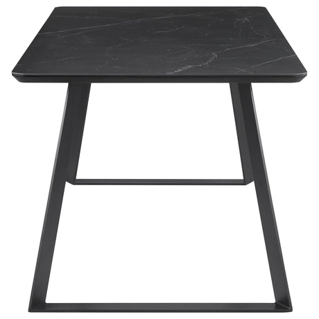 Smith Black/Gunmetal 7-Piece Rectangular Dining Set with Ceramic Table Top by Coaster at Eve Furniture