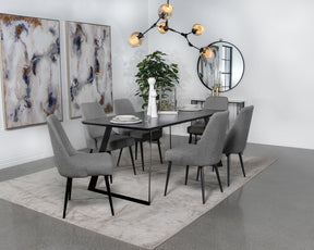 Smith Black/Gunmetal 7-Piece Rectangular Dining Set with Ceramic Table Top by Coaster at Eve Furniture