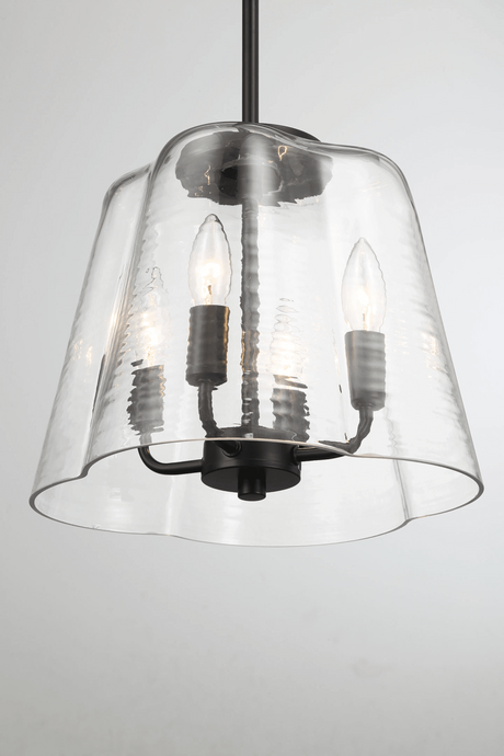 Soiree Four Candle Lights Pendant With Clear Glass - Black Finish by Ashcroft Imports at Eve Furniture
