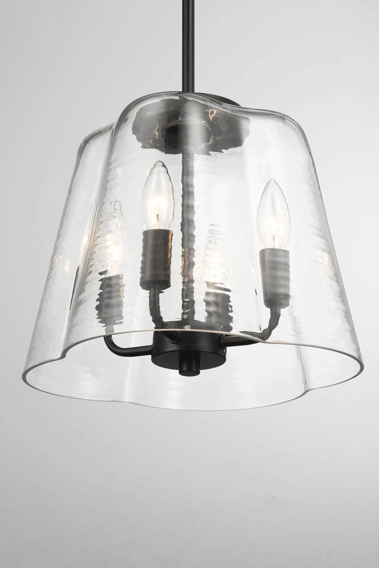 Soiree Four Candle Lights Pendant With Clear Glass - Black Finish by Ashcroft Furniture at Eve Furniture
