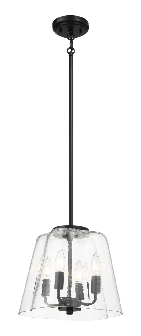 Soiree Four Candle Lights Pendant With Clear Glass - Black Finish by Ashcroft Imports at Eve Furniture