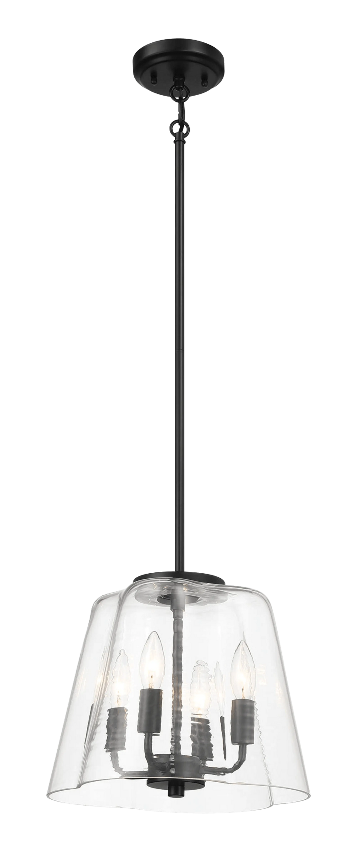 Soiree Four Candle Lights Pendant With Clear Glass - Black Finish by Ashcroft Furniture at Eve Furniture