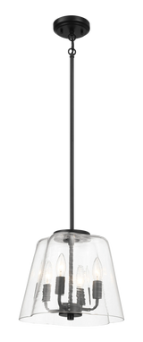 Soiree Four Candle Lights Pendant With Clear Glass - Black Finish by Ashcroft Furniture at Eve Furniture