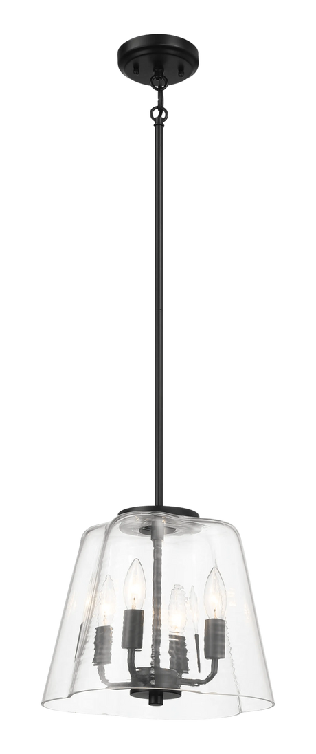 Soiree Four Candle Lights Pendant With Clear Glass - Black Finish by Ashcroft Furniture at Eve Furniture
