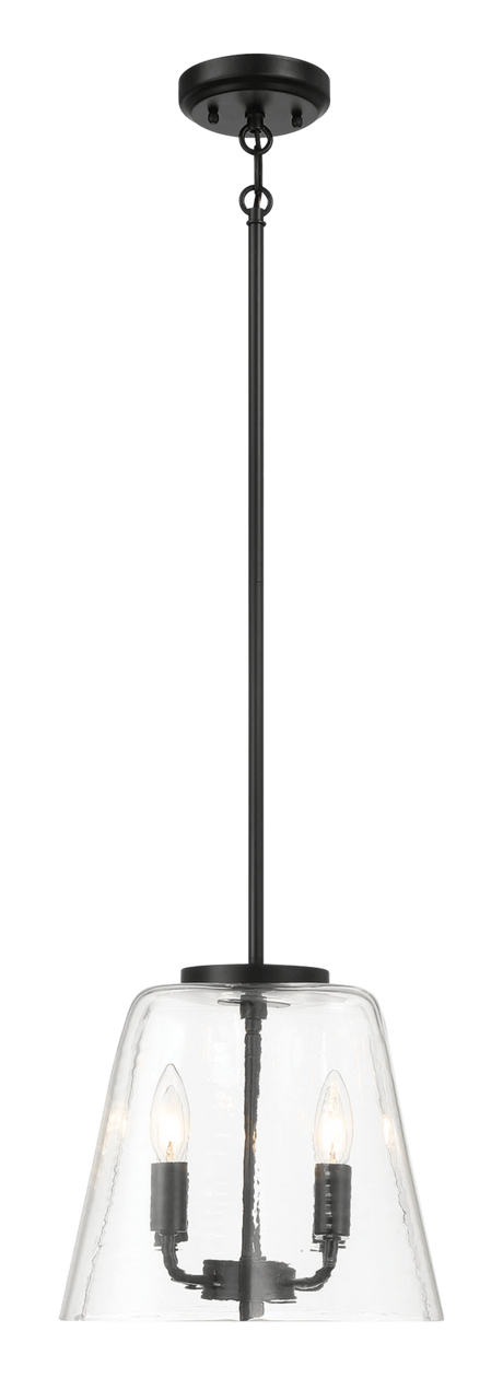 Soiree Four Candle Lights Pendant With Clear Glass - Black Finish by Ashcroft Imports at Eve Furniture