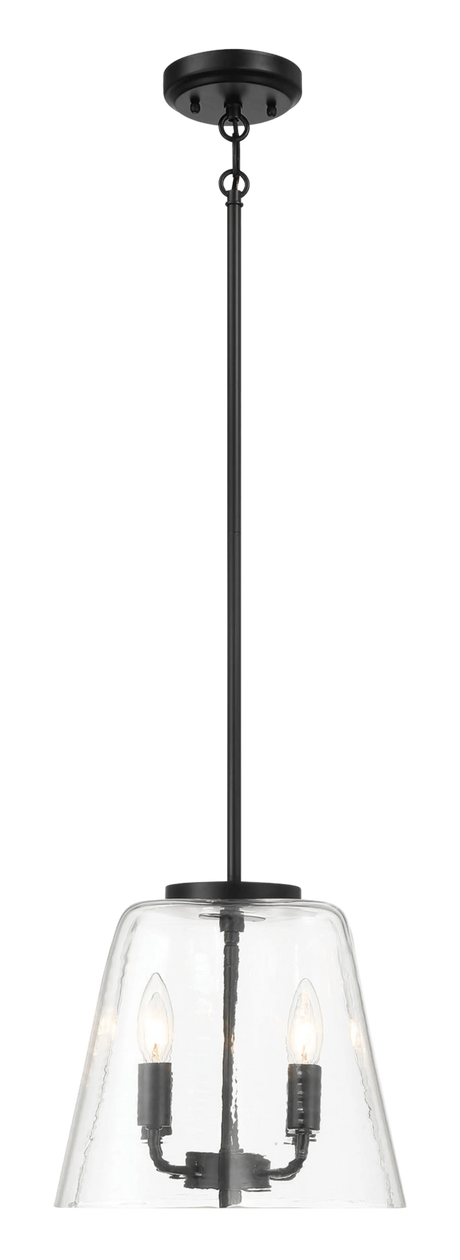 Soiree Four Candle Lights Pendant With Clear Glass - Black Finish by Ashcroft Furniture at Eve Furniture