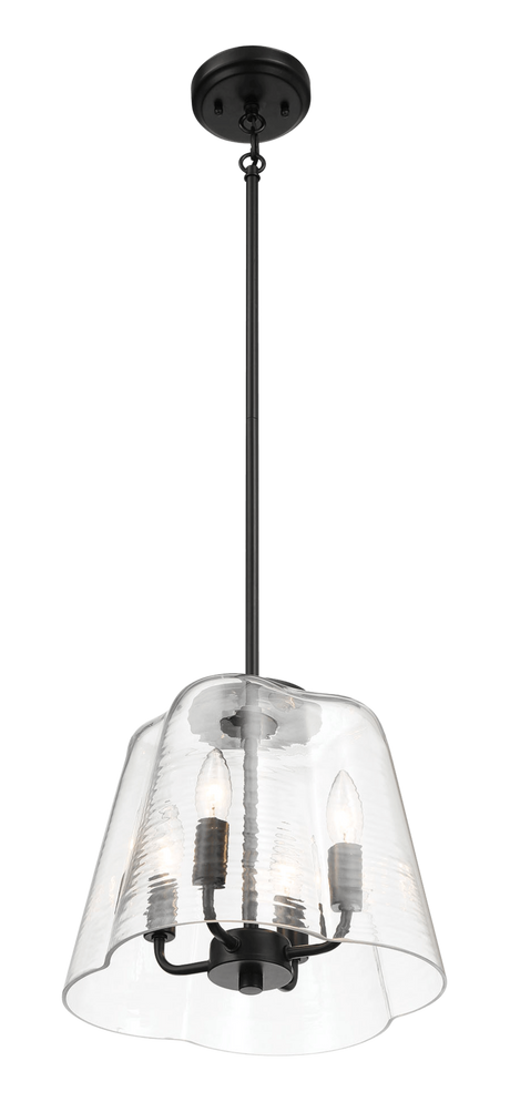 Soiree Four Candle Lights Pendant With Clear Glass - Black Finish by Ashcroft Imports at Eve Furniture