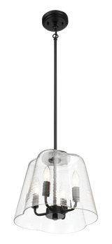 Soiree Four Candle Lights Pendant With Clear Glass - Black Finish by Ashcroft Furniture at Eve Furniture