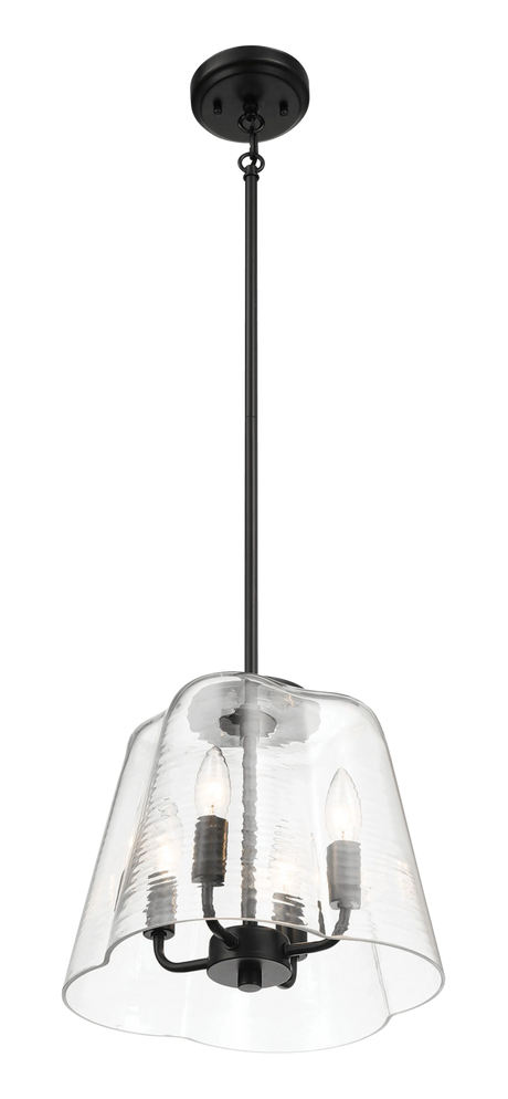 Soiree Four Candle Lights Pendant With Clear Glass - Black Finish by Ashcroft Furniture at Eve Furniture