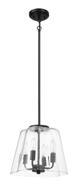 Soiree Four Candle Lights Pendant With Clear Glass - Black Finish by Ashcroft Imports at Eve Furniture