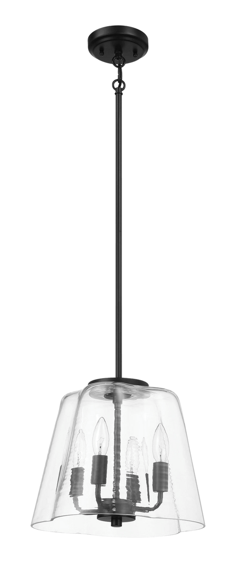 Soiree Four Candle Lights Pendant With Clear Glass - Black Finish by Ashcroft Imports at Eve Furniture