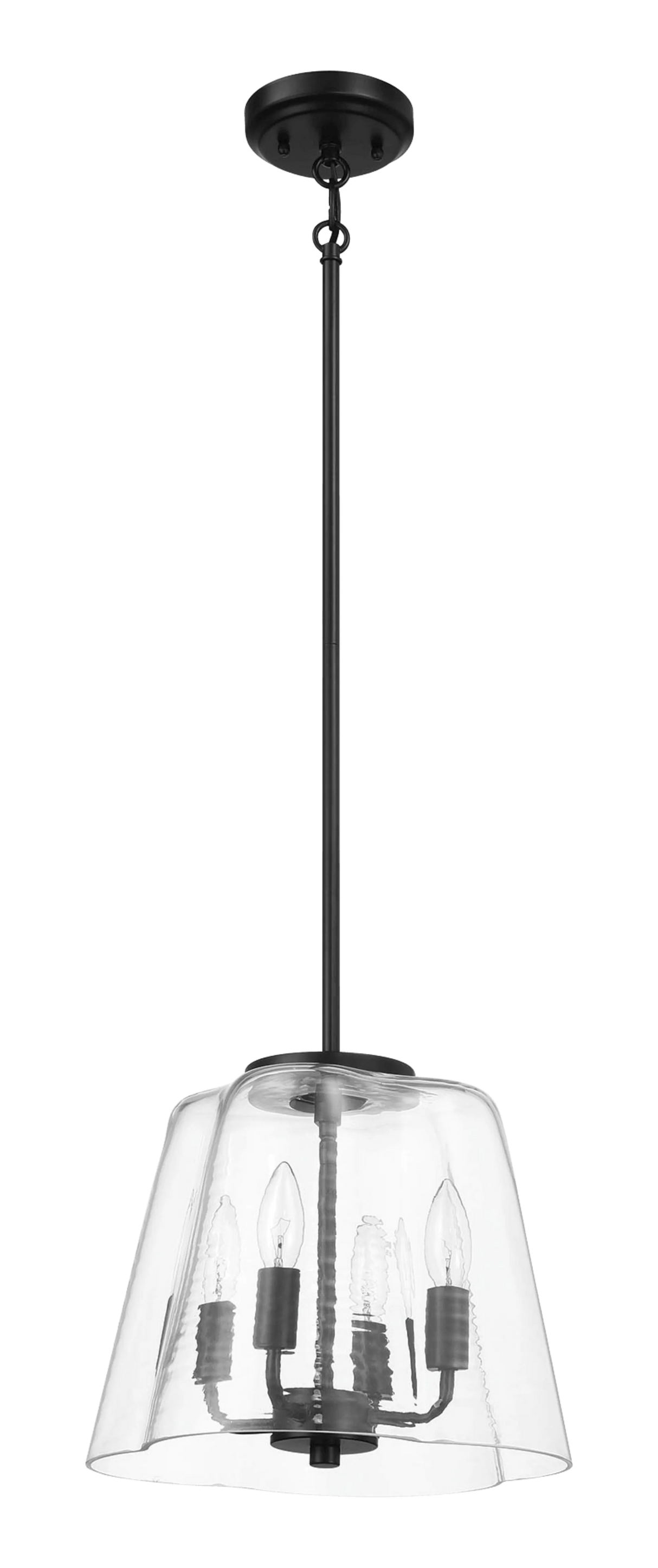 Soiree Four Candle Lights Pendant With Clear Glass - Black Finish by Ashcroft Furniture at Eve Furniture