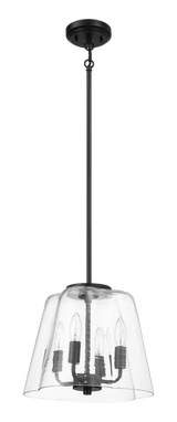 Soiree Four Candle Lights Pendant With Clear Glass - Black Finish by Ashcroft Furniture at Eve Furniture