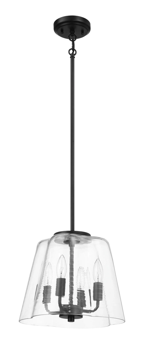Soiree Four Candle Lights Pendant With Clear Glass - Black Finish by Ashcroft Furniture at Eve Furniture