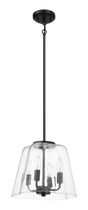Soiree Four Candle Lights Pendant With Clear Glass - Black Finish by Ashcroft Furniture at Eve Furniture
