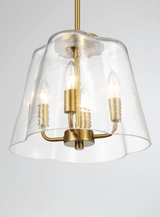 Soiree Four Candle Lights Pendant With Clear Glass - Satin Brass by Ashcroft Imports at Eve Furniture