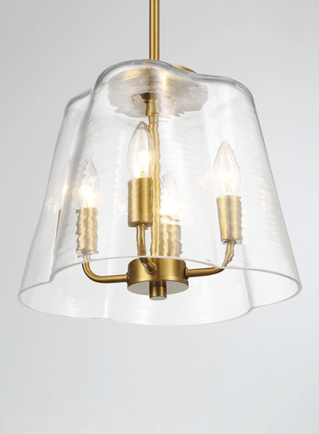 Soiree Four Candle Lights Pendant With Clear Glass - Satin Brass by Ashcroft Imports at Eve Furniture