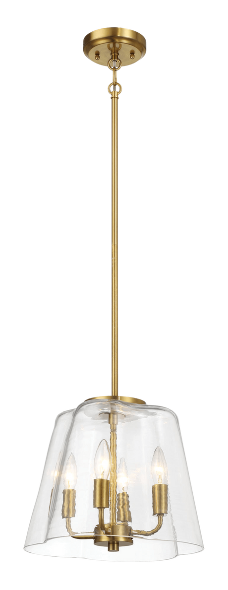 Soiree Four Candle Lights Pendant With Clear Glass - Satin Brass by Ashcroft Imports at Eve Furniture