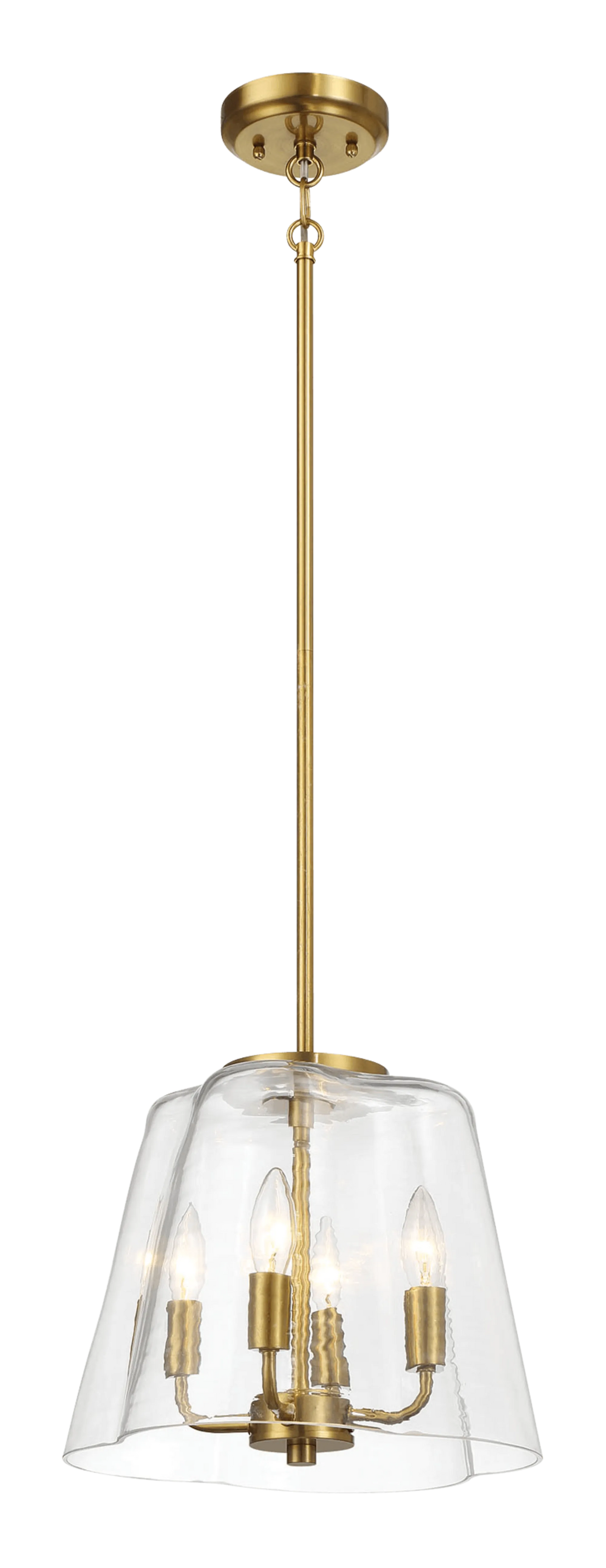 Soiree Four Candle Lights Pendant With Clear Glass - Satin Brass by Ashcroft Furniture at Eve Furniture
