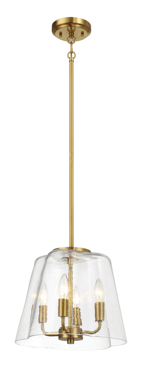 Soiree Four Candle Lights Pendant With Clear Glass - Satin Brass by Ashcroft Furniture at Eve Furniture