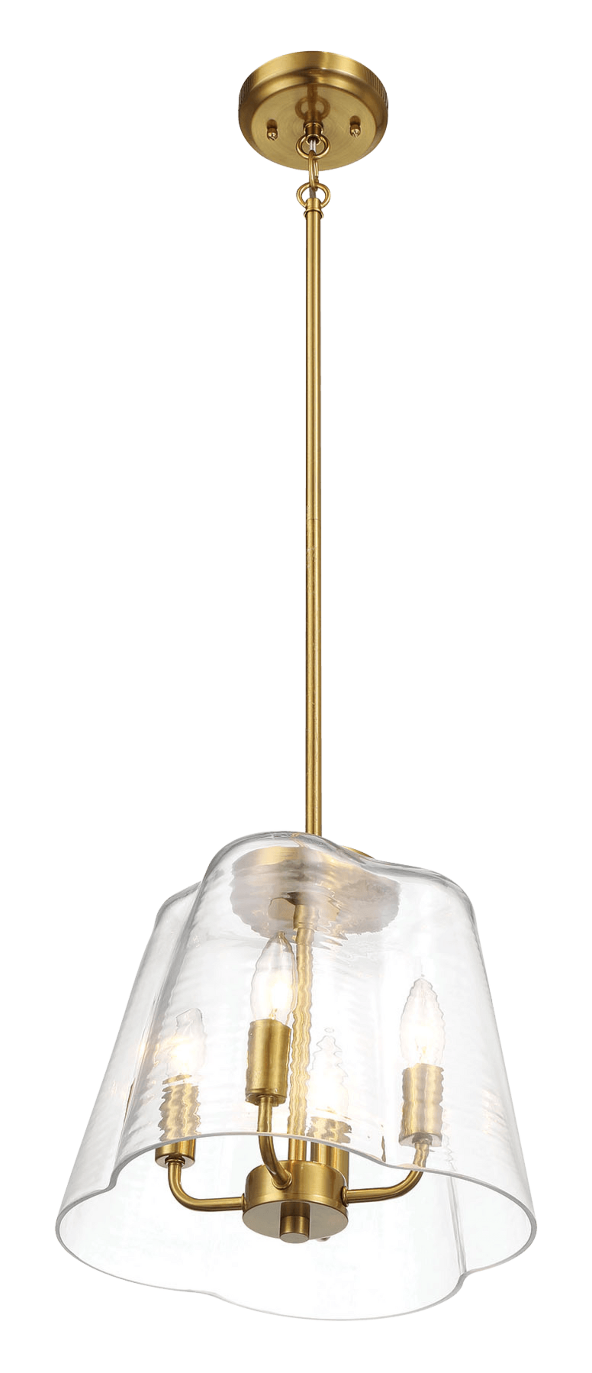 Soiree Four Candle Lights Pendant With Clear Glass - Satin Brass by Ashcroft Imports at Eve Furniture