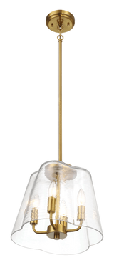 Soiree Four Candle Lights Pendant With Clear Glass - Satin Brass by Ashcroft Imports at Eve Furniture