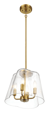 Soiree Four Candle Lights Pendant With Clear Glass - Satin Brass by Ashcroft Furniture at Eve Furniture