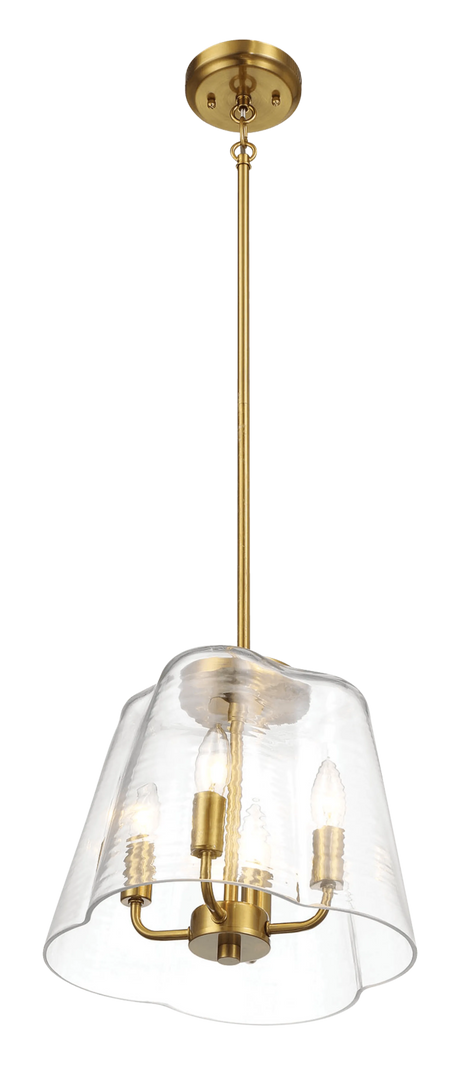 Soiree Four Candle Lights Pendant With Clear Glass - Satin Brass by Ashcroft Furniture at Eve Furniture