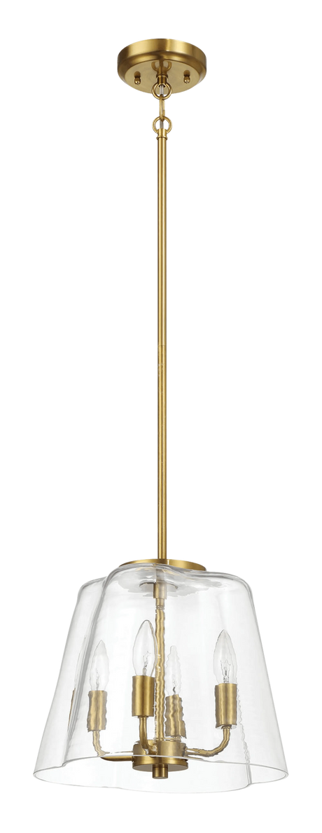 Soiree Four Candle Lights Pendant With Clear Glass - Satin Brass by Ashcroft Furniture at Eve Furniture