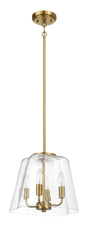 Soiree Four Candle Lights Pendant With Clear Glass - Satin Brass by Ashcroft Furniture at Eve Furniture