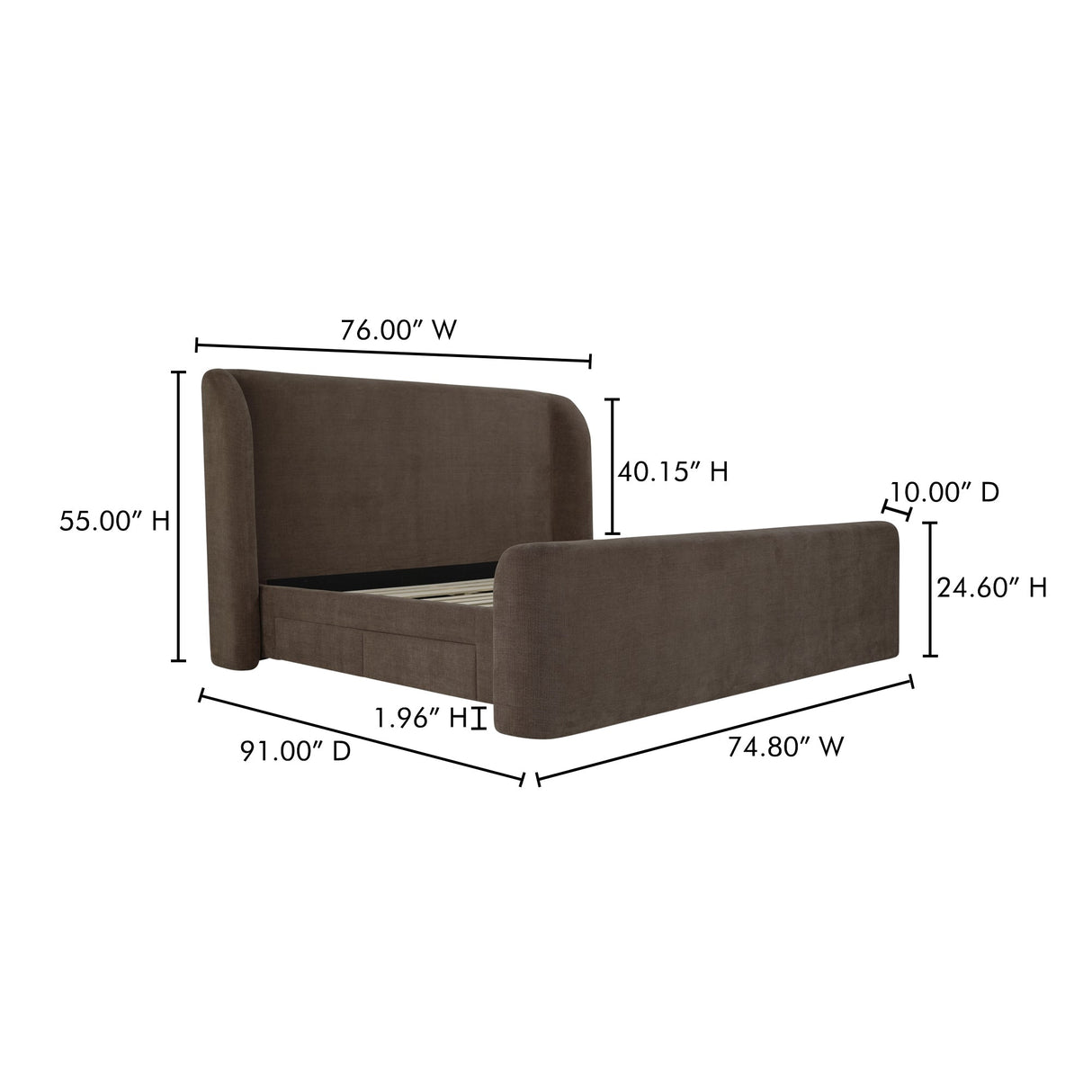 Sophia Brown Queen Storage Bed by Moe's Home at Eve Furniture
