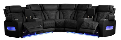 Spain Black Power (Power Headrests) Reclining Sectional by Happy Homes at Eve Furniture