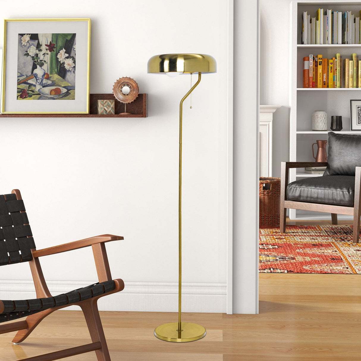 Spectra Floor Lamp - Gold outer and White inner by Ashcroft Imports at Eve Furniture