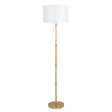 Stellar Wood Rattan Tube , Gold Brass Metal and White Linen Shade Floor Lamp by Ashcroft Imports at Eve Furniture