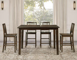 Joplin Walnut Finish 5-Piece Counter Height Set