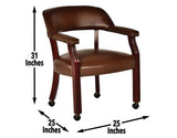 Tournament Brown Arm Chair w/Casters