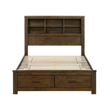 Sullivan Brown King Bookcase Storage Platform Bed by Homelegance at Eve Furniture