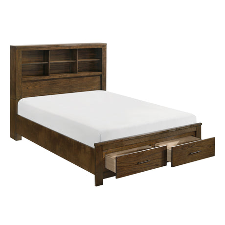 Sullivan Brown King Bookcase Storage Platform Bed by Homelegance at Eve Furniture
