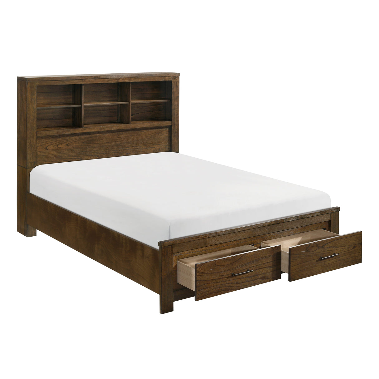 Sullivan Brown Queen Bookcase Storage Platform Bed by Homelegance at Eve Furniture