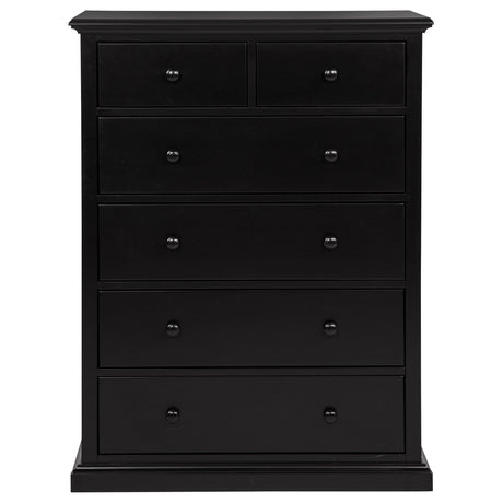 Sumerlin 6-drawer Bedroom Chest of Drawers Black by Coaster at Eve Furniture