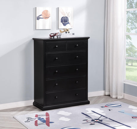 Sumerlin 6-drawer Bedroom Chest of Drawers Black by Coaster at Eve Furniture