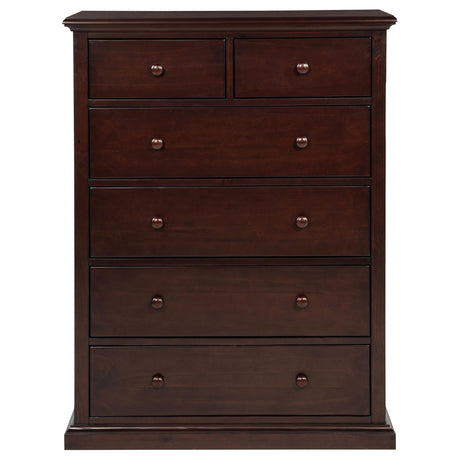 Sumerlin 6-drawer Bedroom Chest of Drawers Cappuccino by Coaster at Eve Furniture