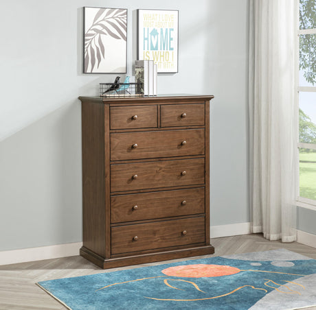 Sumerlin 6-drawer Bedroom Chest of Drawers Medium Brown by Coaster at Eve Furniture