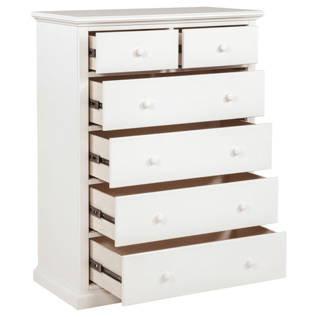 Sumerlin 6-drawer Bedroom Chest of Drawers White by Coaster at Eve Furniture