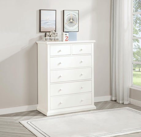 Sumerlin 6-drawer Bedroom Chest of Drawers White by Coaster at Eve Furniture