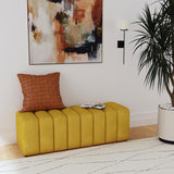 Summer Mustard Yellow Upholstered Channel Tufted Accent Bench by Coaster at Eve Furniture